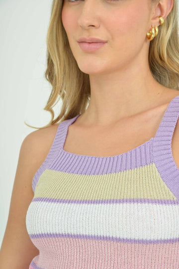 Blusa corta de hilo con escote cuadrado 010324183