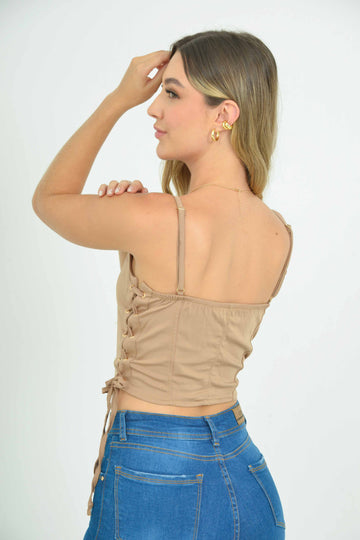 Blusa tipo corset de anudar el laterales 0110424159