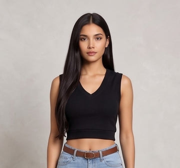 Top corto tipo chaleco con cuello en V 011613425
