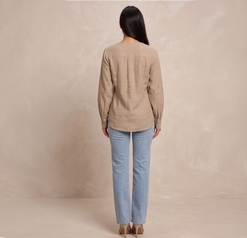 Blusa manga larga con escote en V