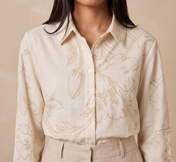 Blusa camisera con estampado botánico