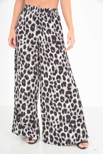 Pantalón palazzo tiro alto animal print leopardo 11035195881