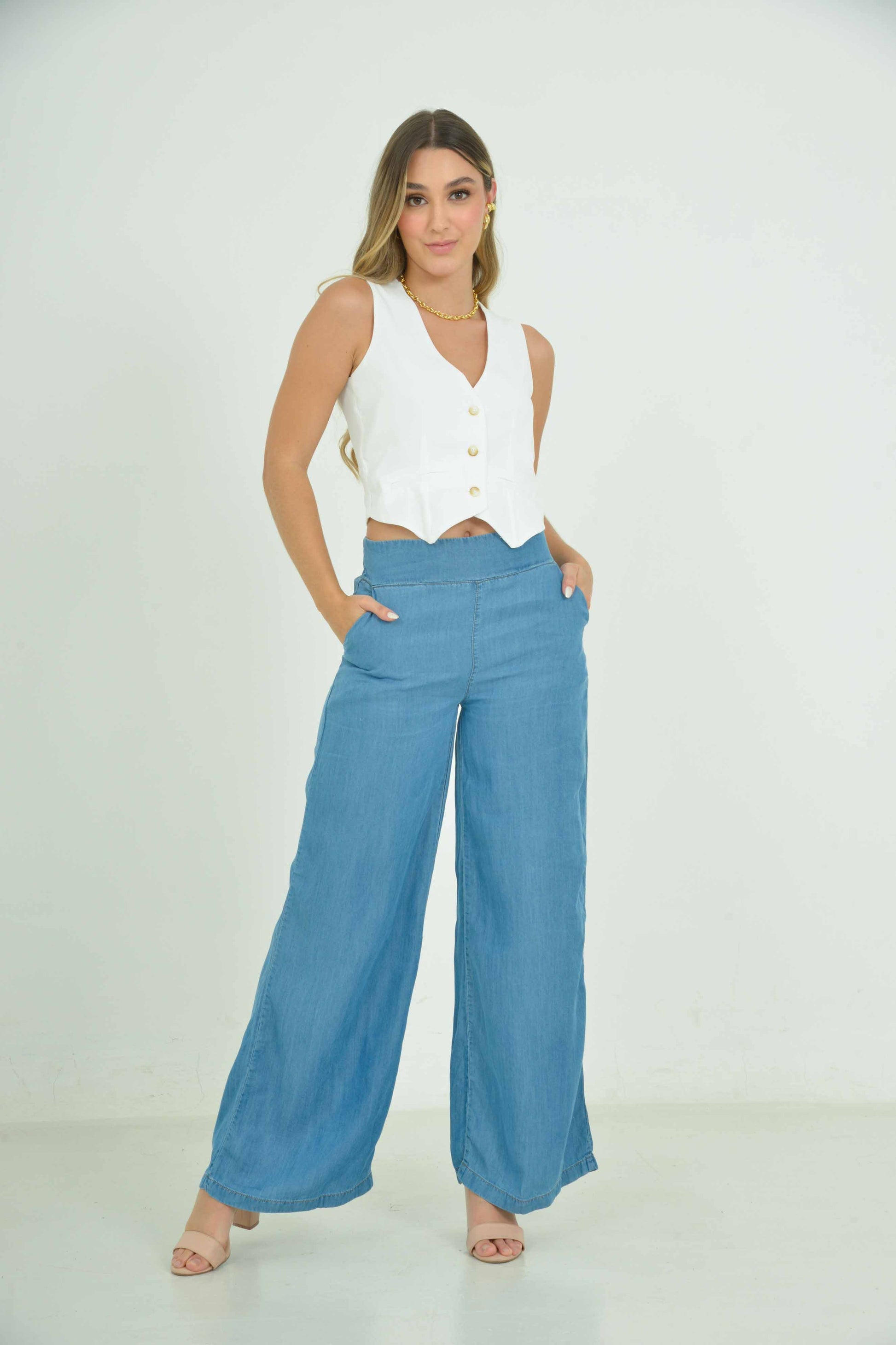 Mom Jeans Pantalones De Moda Con Resorte Abajo Calça Jeans