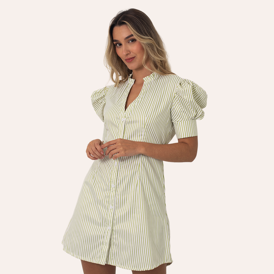 Vestido camisero con manga bombacha 220131679