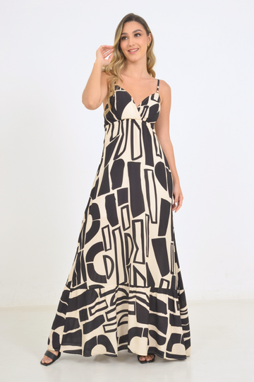 Vestido largo con estampado geométrico 22019245162