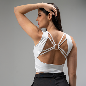 Blusa manga sisa con tiras en espalda