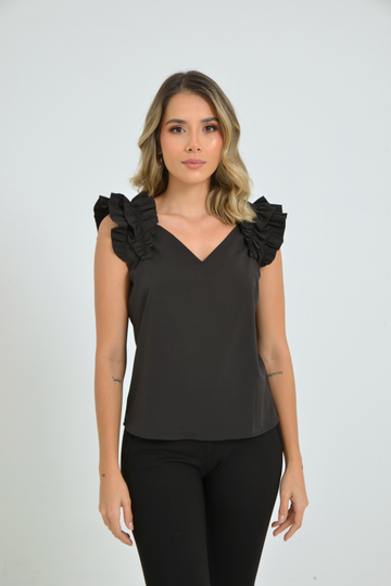 Blusa con boleros en mangas escote V 010116178