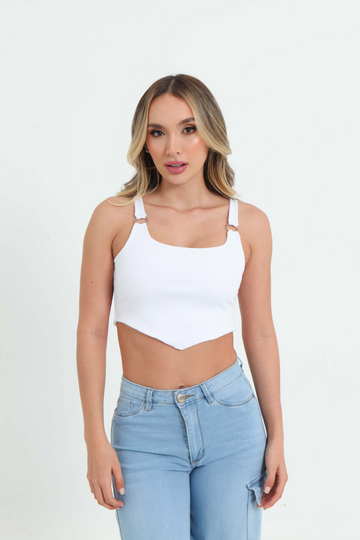 Crop top con hebilla en tiras 011612203