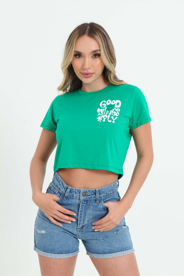 Camiseta estampada good things fly