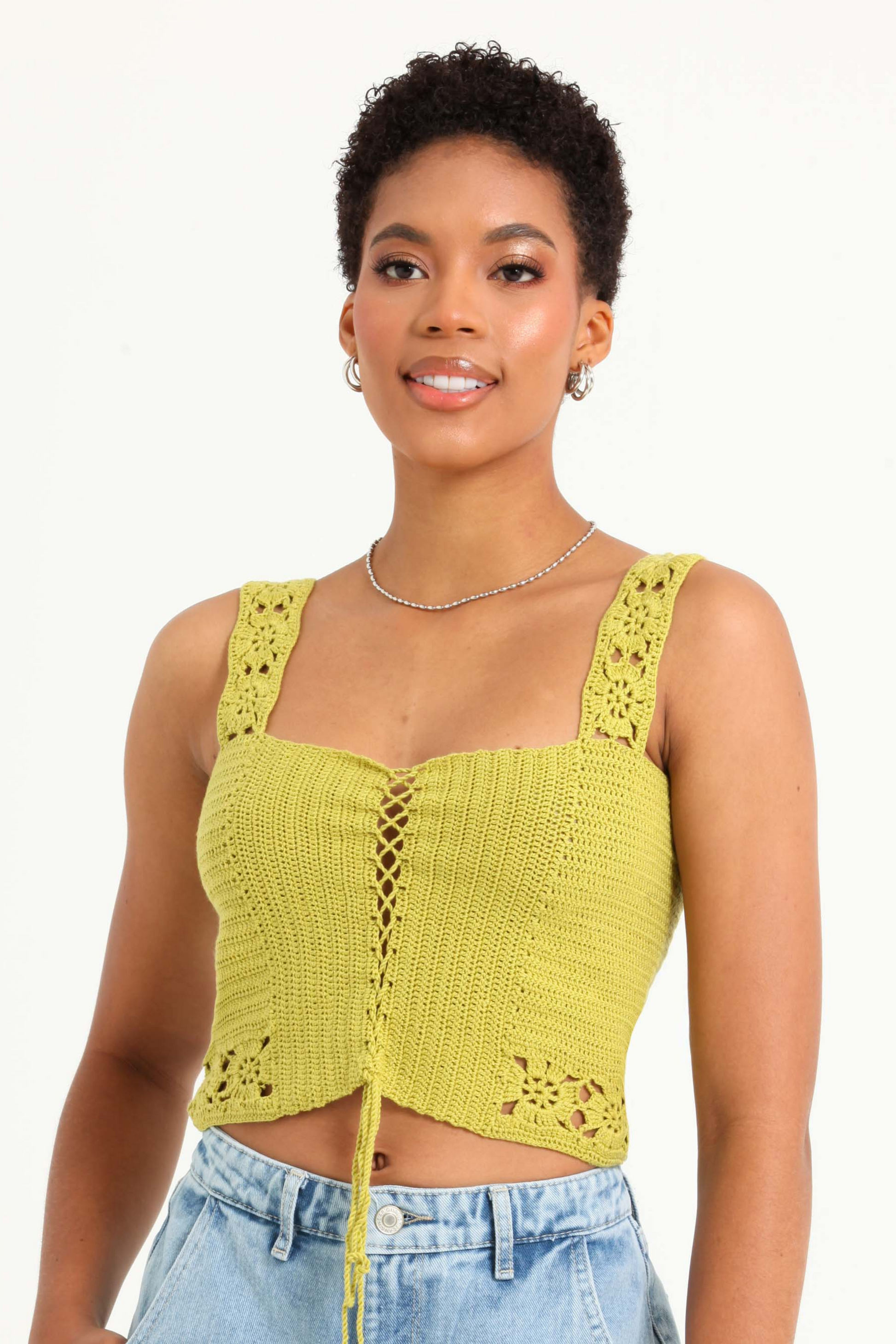 Crop Top Tirantes Camiseta De Tirantes A Crochet Camiseta De